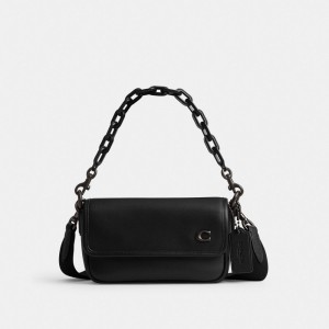 Coach Charter Flap Crossbody 18 Noir | COH866609