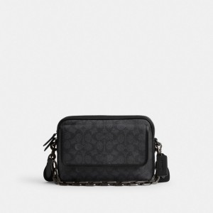 Coach Charter Flap Crossbody 24 In Signature Canvas Grise | COH866612