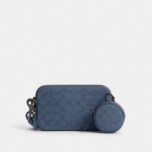 Coach Charter Slim Crossbody In Signature Canvas Jacquard Bleu Marine | COH866566