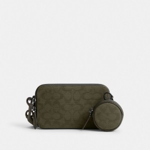 Coach Charter Slim Crossbody In Signature Canvas Jacquard Vert | COH866604