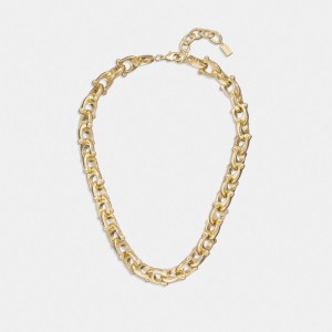 Coach Chunky Signature Chain Link Necklace Doré | COH866160