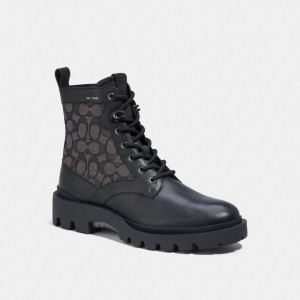 Coach Citysole Lace Up Boot In Signature Jacquard Noir | COH866853