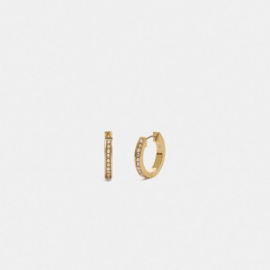 Coach Classic Crystal Pearl Huggie Earrings Doré | COH866094