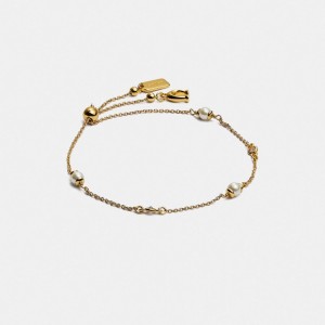 Coach Classic Crystal Pearl Slider Bracelet Doré | COH866166