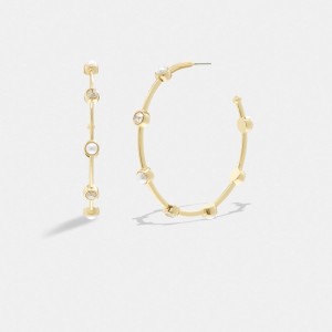 Coach Classic Pearl Large Hoop Earrings Doré | COH866096