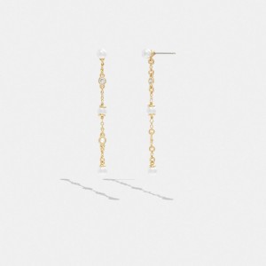 Coach Classic Pearl Linear Earrings Doré | COH866098