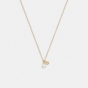 Coach Classic Pearl Pendant Necklace Doré | COH866192