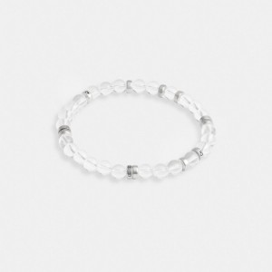 Coach Clear Quartz Beaded Disk Bracelet Argent | COH867025