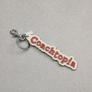 Coach Coachtopia Bag Charm In Coachtopia Leather Orange Foncé Multicolore | COH866433