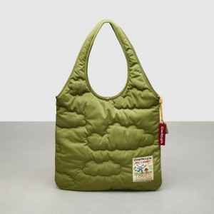 Coach Coachtopia Loop Flat Tote With Cloud Quilting Vert Olive Vert | COH866644
