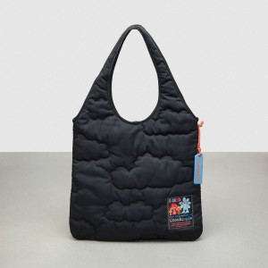 Coach Coachtopia Loop Flat Tote With Cloud Quilting Noir | COH865076
