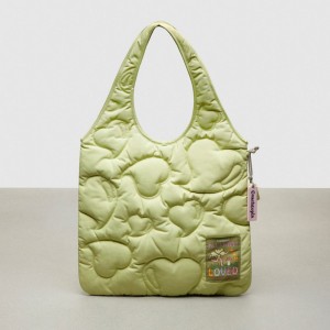 Coach Coachtopia Loop Quilted Heart Flat Tote Vert Clair | COH865064