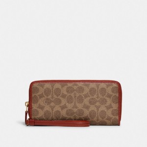 Coach Continental Wallet In Signature Canvas Marron Rouge | COH865514
