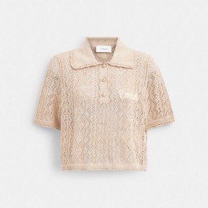 Coach Cropped Knit Polo Top Jaune | COH865952