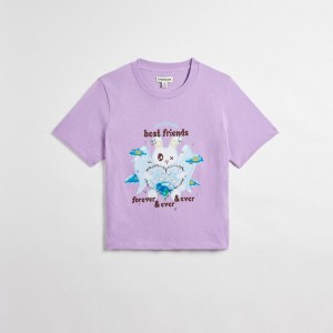 Coach Cropped Tee: Best Friends Bunny Violette Multicolore | COH865971