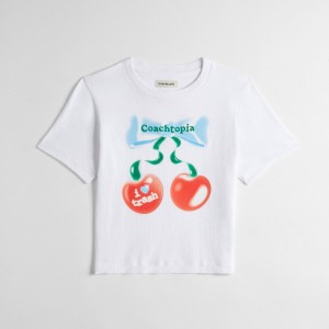Coach Cropped Tee: Cherry Bow Blanche | COH865974