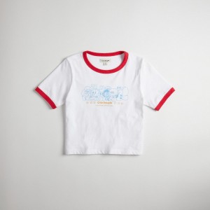 Coach Cropped Tee: Coachtopia Creatures Blanche Rouge Multicolore | COH865970