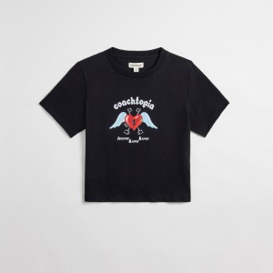 Coach Cropped Tee: Floating Heart Noir | COH865973