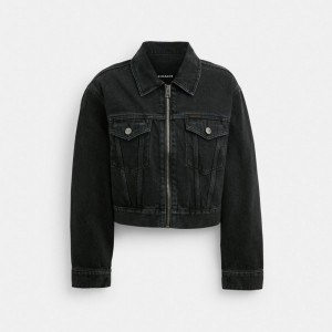 Coach Denim Crop Jacket In Organic Cotton Noir | COH865921