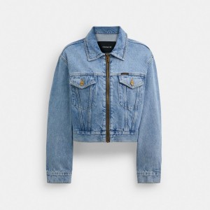 Coach Denim Crop Jacket In Organic Cotton Bleu | COH865942