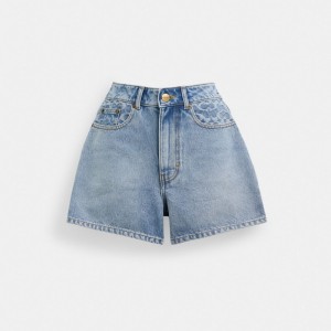 Coach Denim Shorts In Organic Cotton Bleu | COH866038