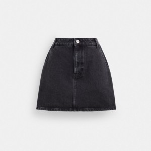Coach Denim Skirt In Organic Cotton Noir | COH866036