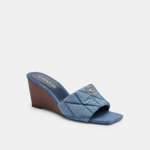 Coach Emma Wedge With Quilting Indigo Bleu | COH865752