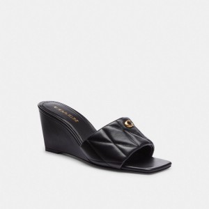 Coach Emma Wedge With Quilting Noir | COH865754