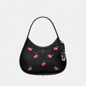 Coach Ergo Bag In Perforated Upcrafted Leather With Cherry Pins Noir | COH864938