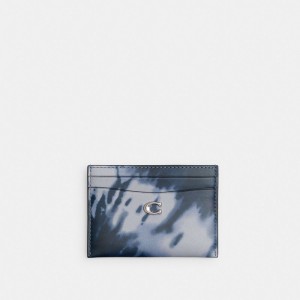 Coach Essential Card Case With Tie Dye Print Argent Bleu Marine | COH865575
