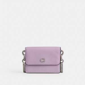 Coach Essential Half Flap Card Case Argent Violette | COH865669