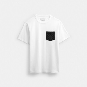 Coach Essential Pocket T Shirt Blanche Grise | COH866928