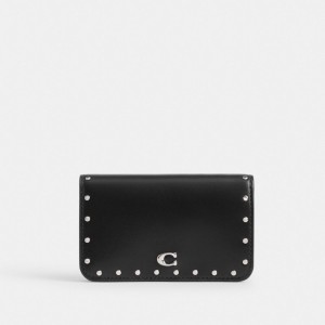 Coach Essential Slim Card Case With Rivets Argent Noir | COH865684
