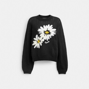 Coach Floral Crewneck Sweater Noir | COH865999
