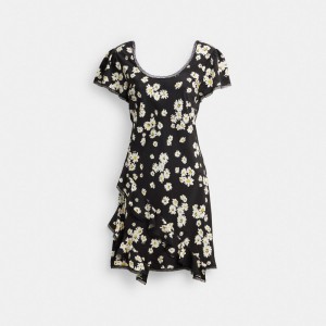 Coach Floral Mini Dress Noir | COH866065
