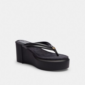 Coach Franki Flip Flop In Signature Jacquard Noir | COH865860