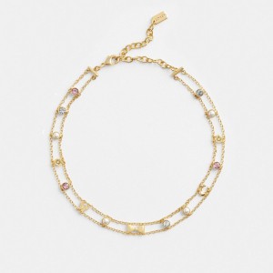 Coach Garden Charms Choker Necklace Doré Multicolore | COH866186