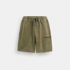 Coach Garment Dye Pull On Shorts Vert Olive | COH866953