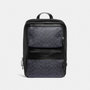 Coach Gotham Backpack In Signature Canvas Noir Cuivre Grise Noir | COH865463