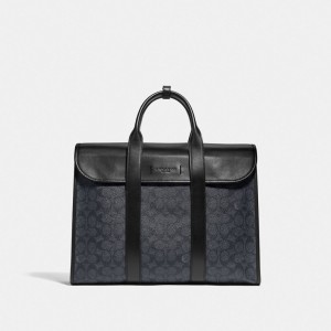 Coach Gotham Portfolio Bag In Signature Canvas Noir Cuivre Grise Noir | COH866533