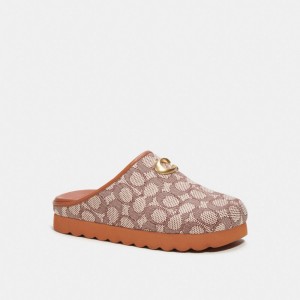 Coach Hadley Slipper In Signature Textile Jacquard Marron | COH865784