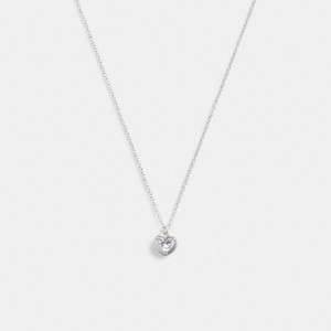 Coach Halo Heart Pendant Necklace Argent | COH866194