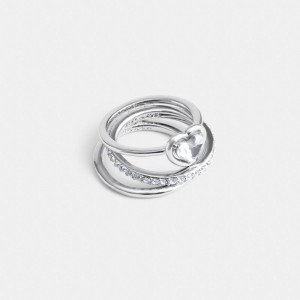 Coach Halo Heart Ring Set Argent | COH866159