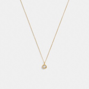 Coach Halo Round Pendant Necklace Doré | COH866132