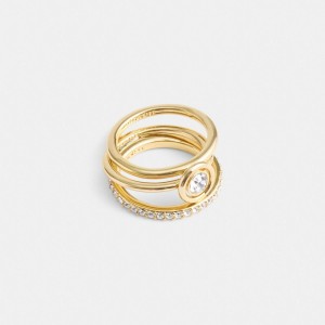 Coach Halo Round Ring Set Doré | COH866158