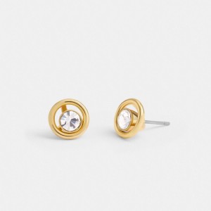 Coach Halo Round Stud Earrings Doré | COH866121