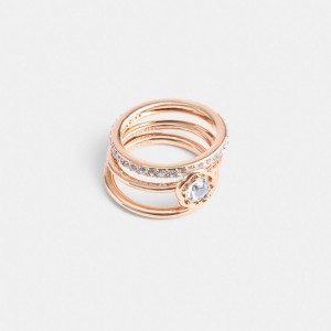 Coach Halo Tea Rose Ring Set Rose Doré | COH866145