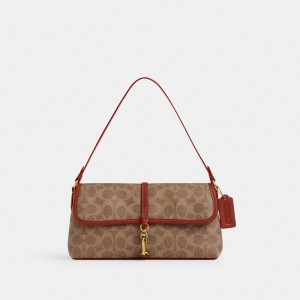 Coach Hamptons Bag In Signature Canvas Marron Rouge | COH864892