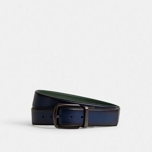 Coach Harness Buckle Cut To Size Reversible Belt, 38 Mm Bleu Foncé Vert | COH867000