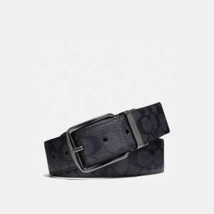 Coach Harness Buckle Cut To Size Reversible Belt, 38 Mm Grise Noir | COH867001